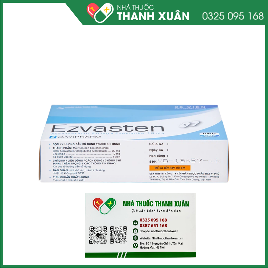 Ezvasten 20/10mg trị tăng mỡ máu